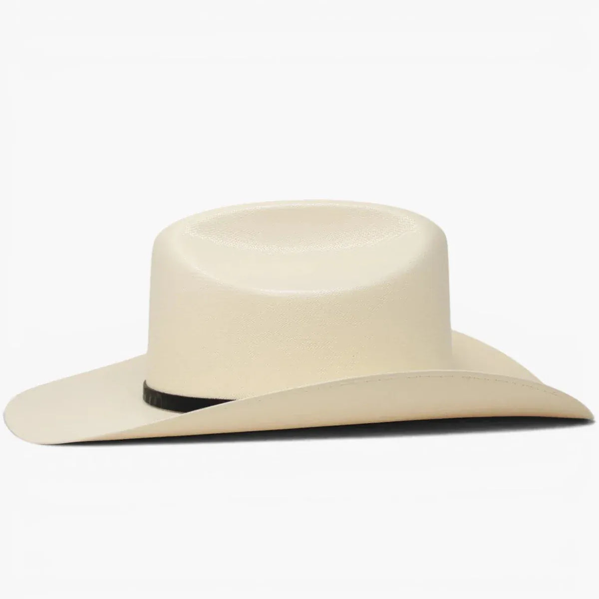 Tombstone Hats 1,000X Cowboy Hat Sinaloa Style with Feather 3 1/2" Brim - Natural Ivory - Left Side View