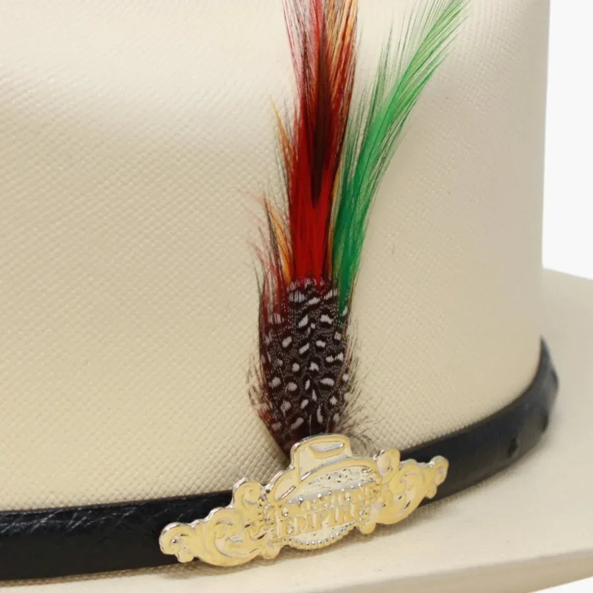 Tombstone Hats 10,000X Cowboy Hat Sinaloa Style with Feather 3 1/2" Brim - Detail View