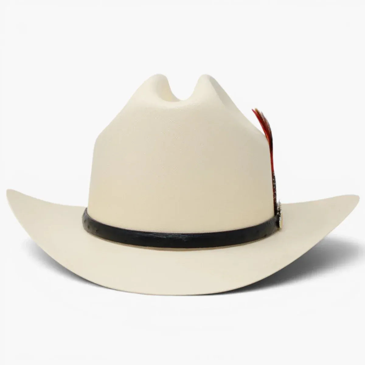 Tombstone Hats 10,000X Cowboy Hat Sinaloa Style with Feather 3 1/2" Brim - Front View