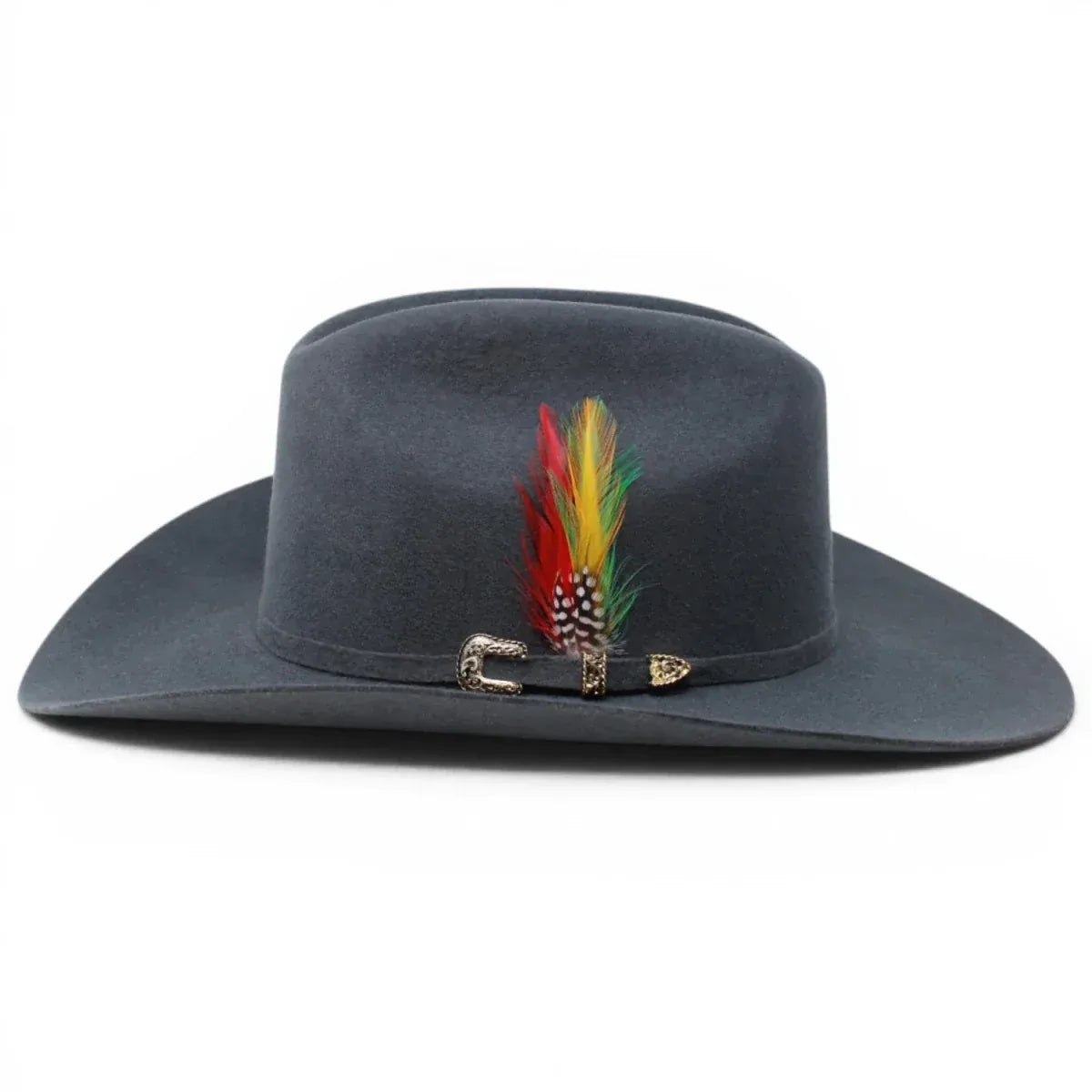 Tombstone Hats 20X Felt Cowboy Hat Sinaloa (Chaparral) Style with Feather - Gray - Left Side View