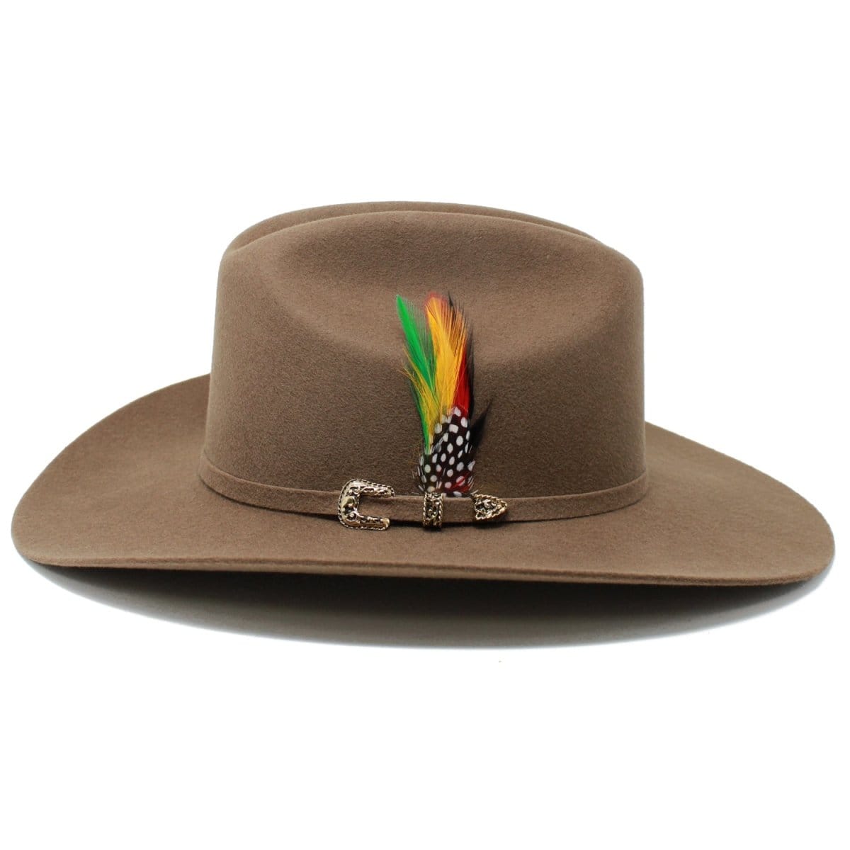 Tombstone Hats 20X Felt Cowboy Hat Sinaloa (Chaparral) Style with Feather - Walnut - Left Side View