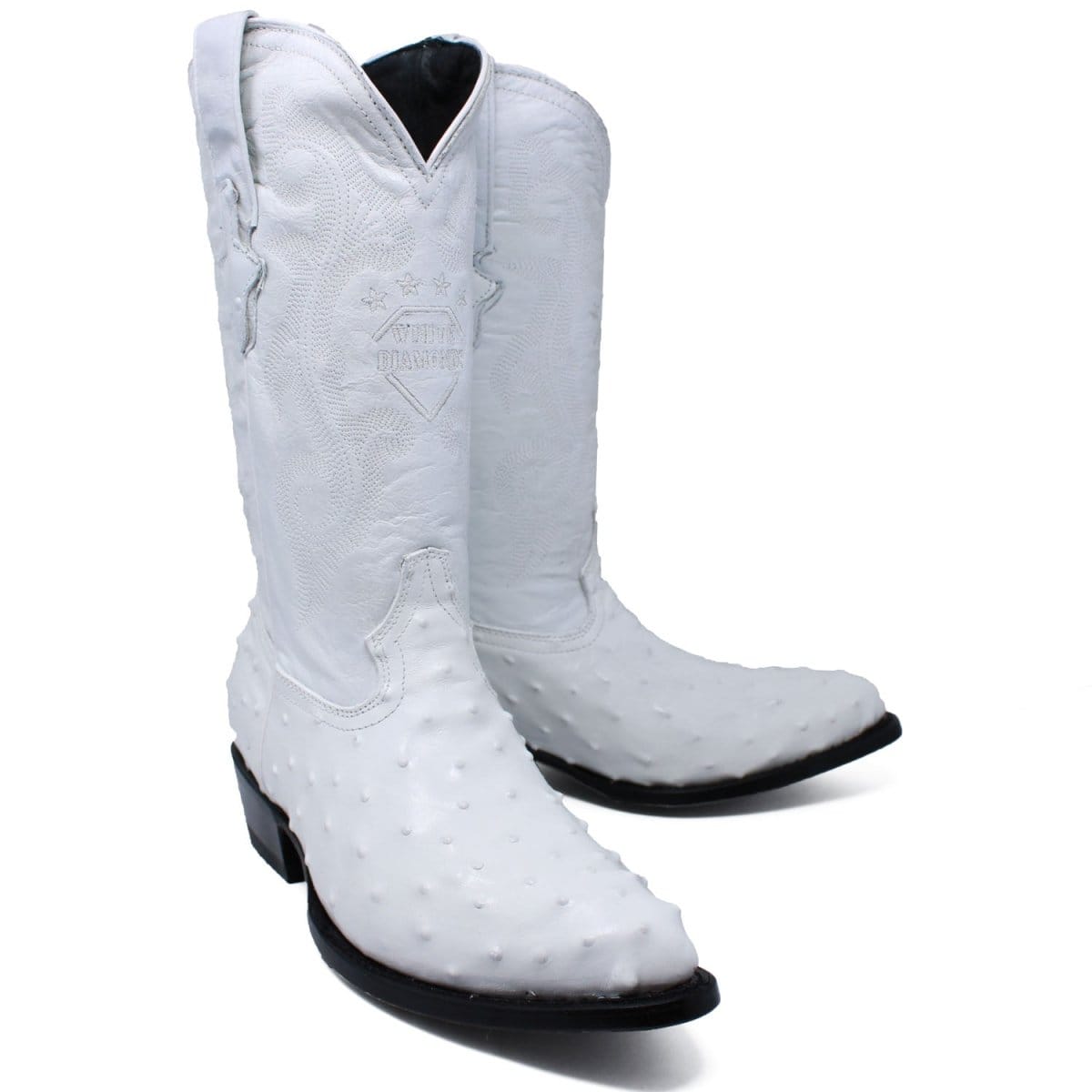 White Diamonds Boots Botas Vaqueras 6 / White White Diamonds Men´s Ostrich Print Pointed Toe Boot