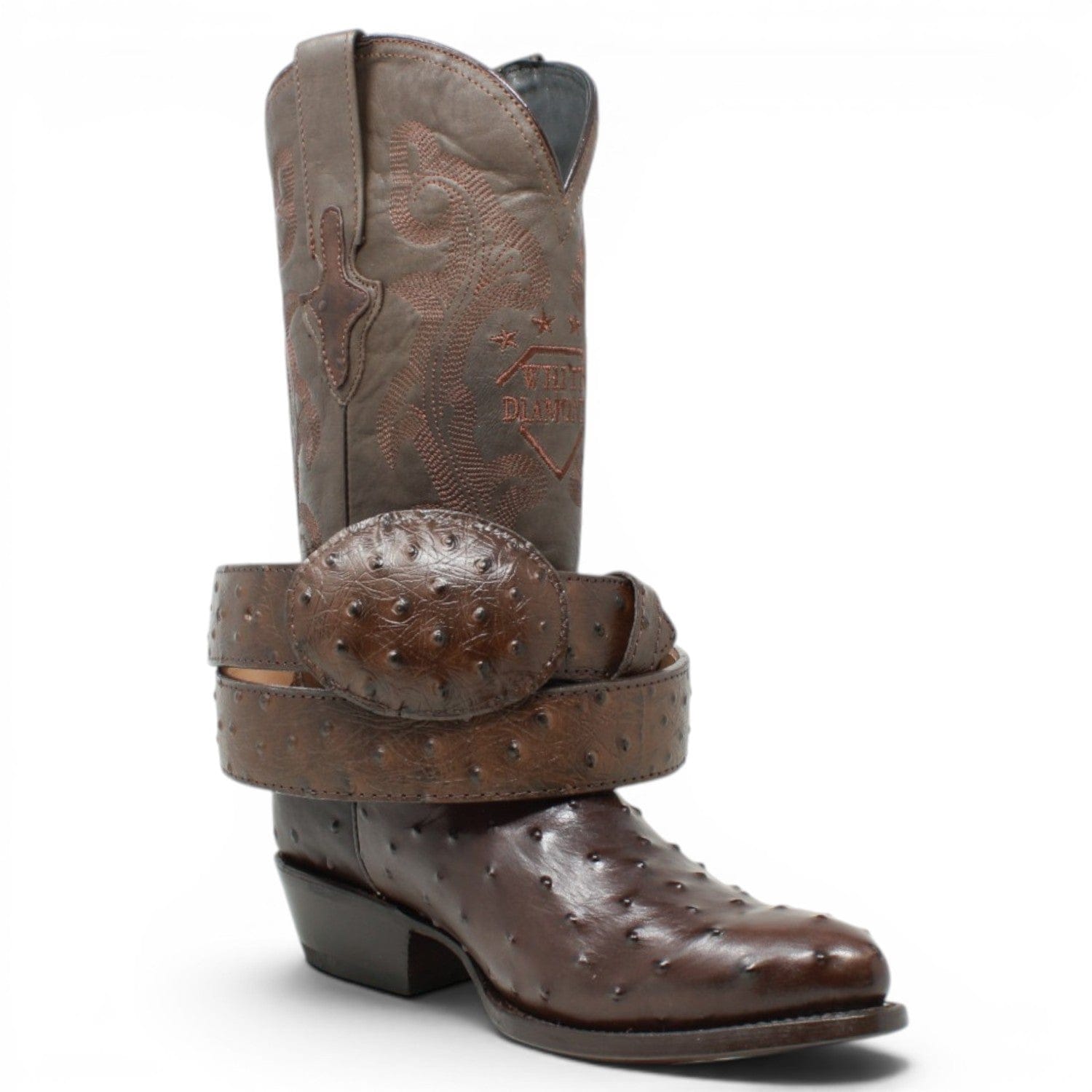 White Diamonds Boots Botas Vaqueras White Diamonds Men´s Ostrich Print Pointed Toe Boot