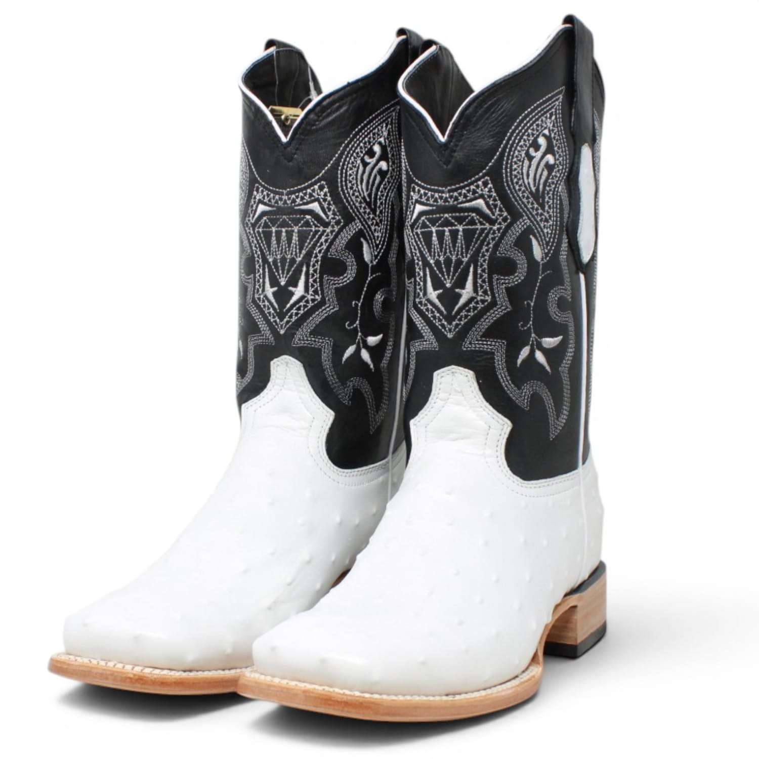 White Diamonds Boots Botas Vaqueras White Diamonds Men's Ostrich Print Rodeo Square Toe Boot - White