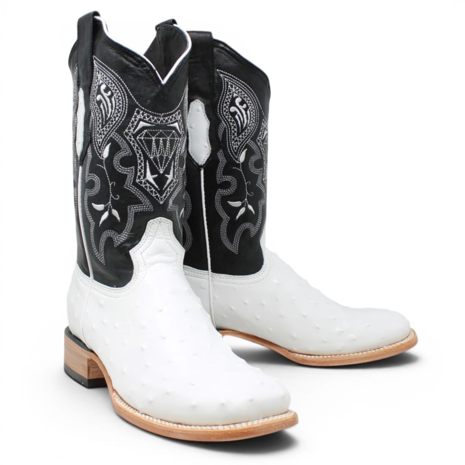 White Diamonds Boots Botas Vaqueras White Diamonds Men's Ostrich Print Rodeo Square Toe Boot - White