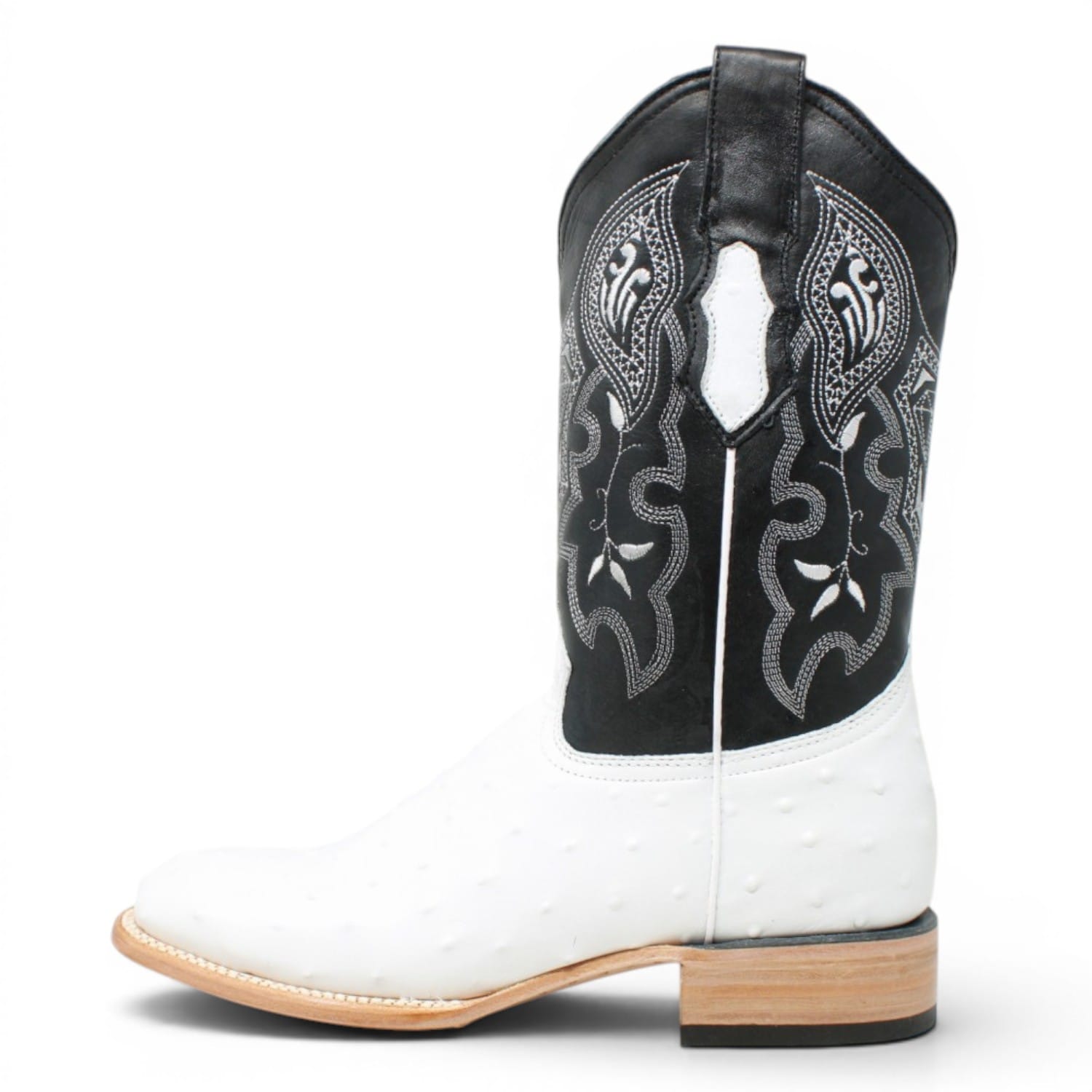 White Diamonds Boots Botas Vaqueras White Diamonds Men's Ostrich Print Rodeo Square Toe Boot - White