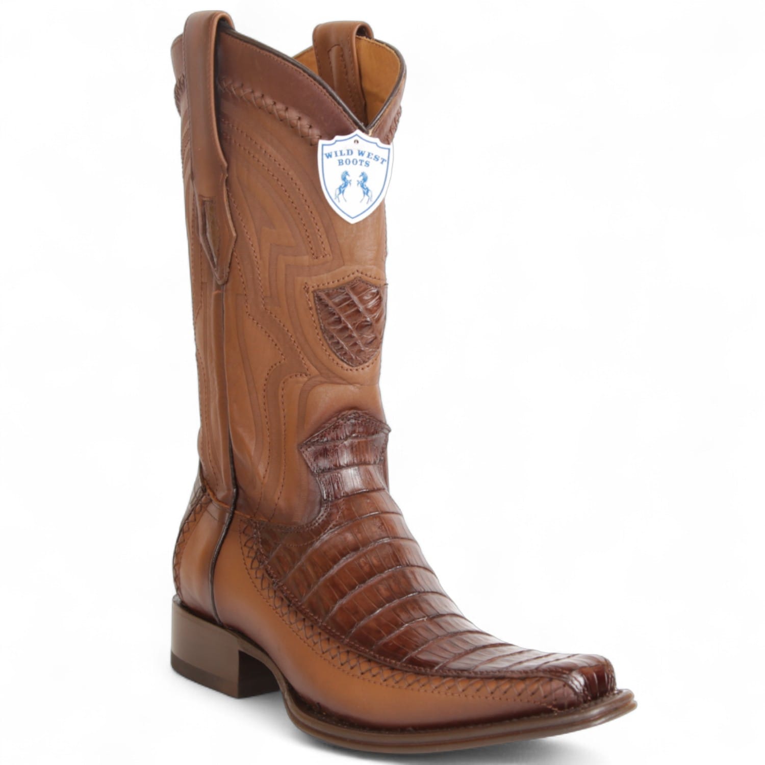 Wild West Boots Boots Brown / 6 Men's Wild West Caiman Belly with Deer Square Toe Boots 277LFI82