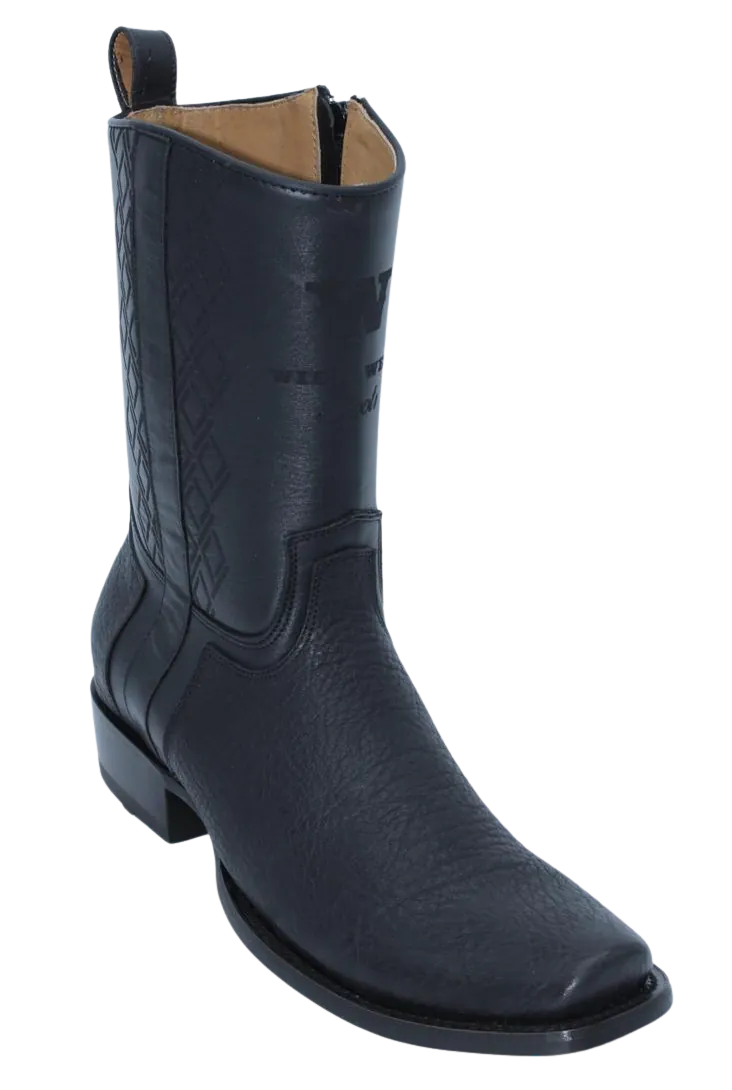 Wild West Boots Boots Wild West Men's Bull Shoulder Leather Snip Toe Dubai Short Boot - Black
