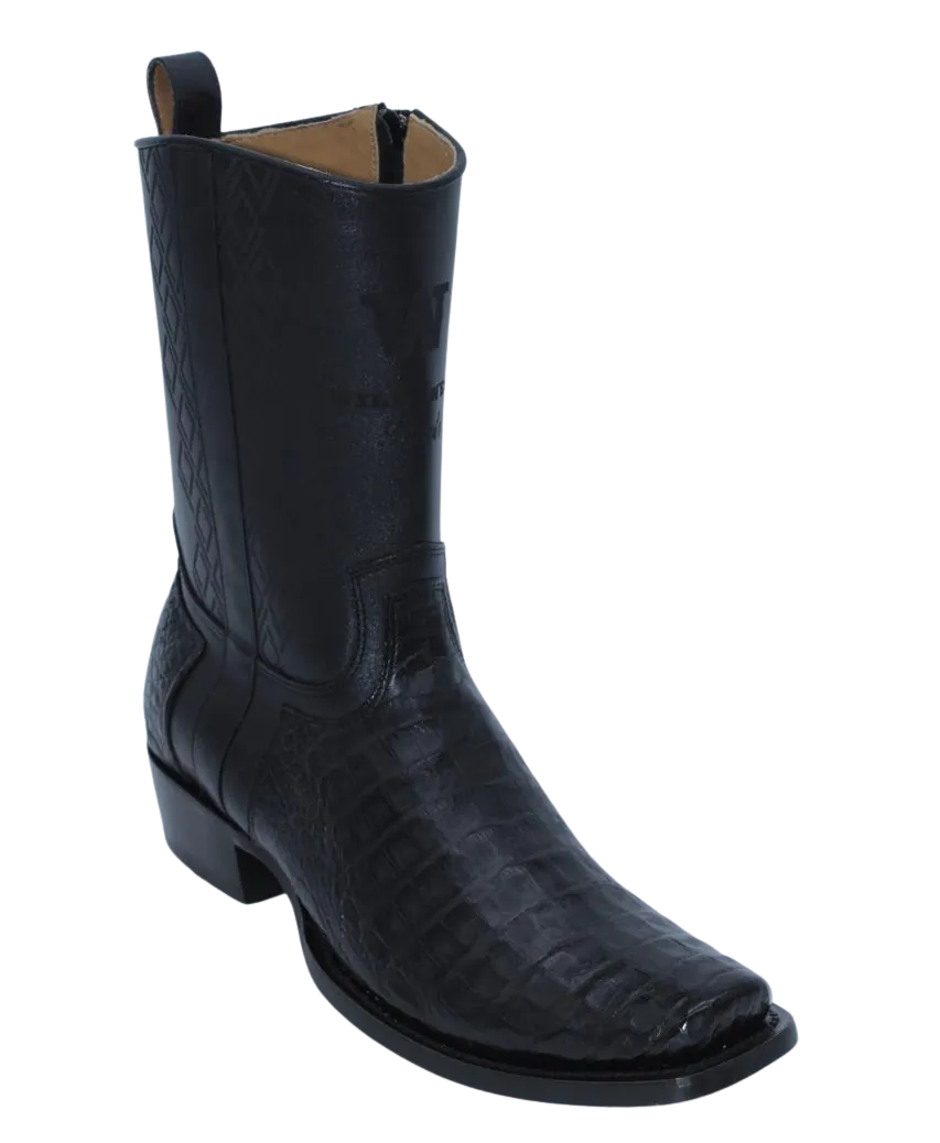 Wild West Boots Boots Wild West Men's Caiman Belly Skin Snip Toe Dubai Short Boot - Black