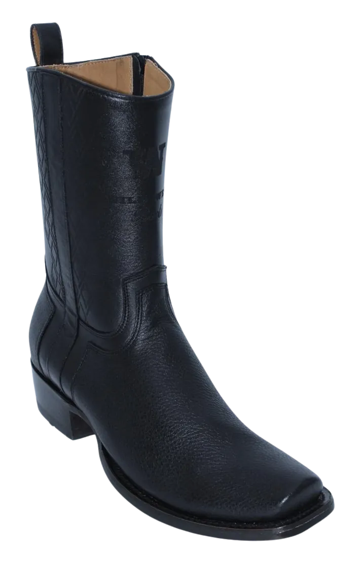 Wild West Boots Boots Wild West Men's Genuine Deer Leather Snip Toe Dubai Short Boot - Black