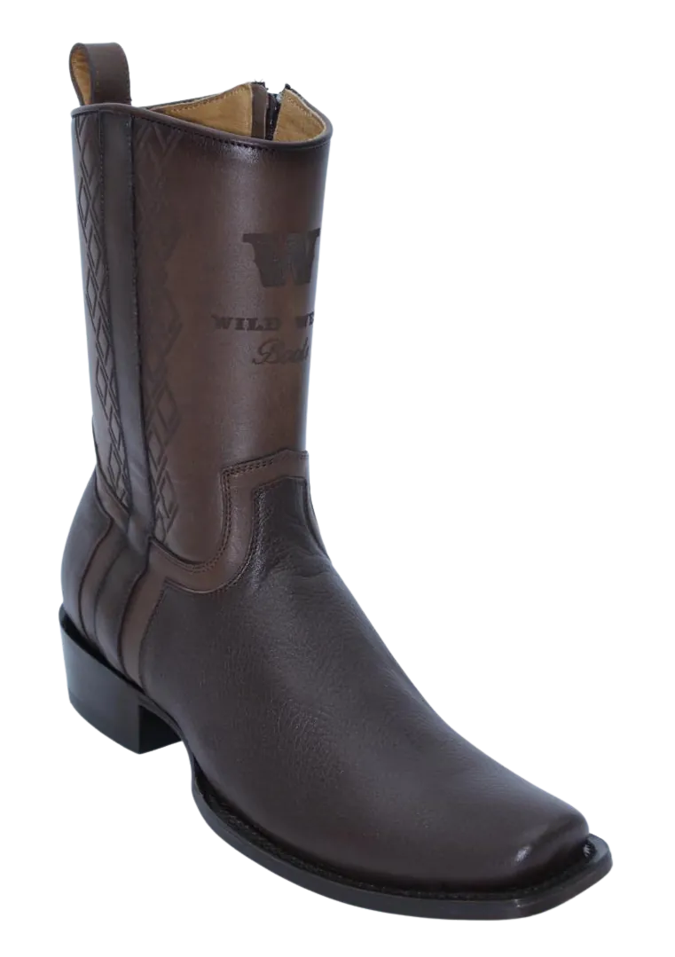 Wild West Boots Boots Wild West Men's Genuine Deer Leather Snip Toe Dubai Short Boot - Brown
