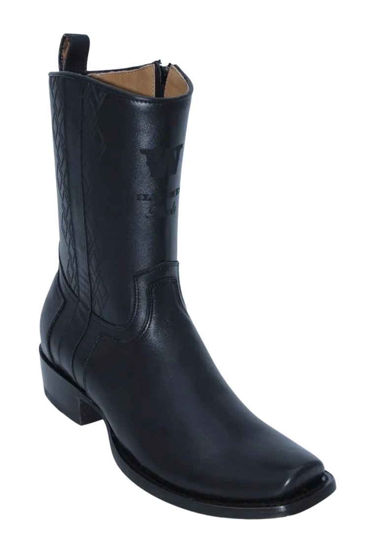 Wild West Boots Boots Wild West Men's Genuine Porto Leather Snip Toe Dubai Short Boot - Black