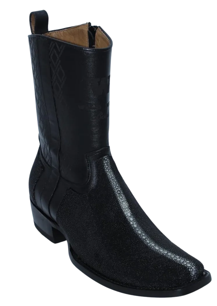 Wild West Boots Boots Wild West Men's Stingray Skin Snip Toe Dubai Short Boot - Black Rowstone
