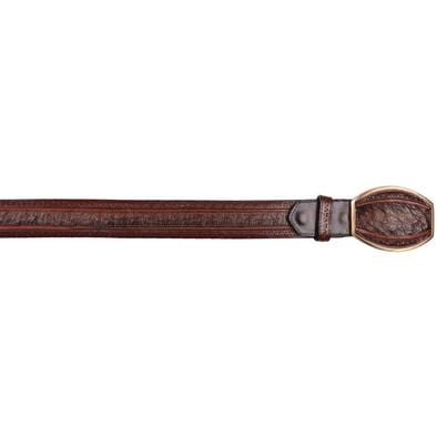 Genuine Ostrich Skin Laser Design Casual Belt Faded Brown Color - Los Altos Boots