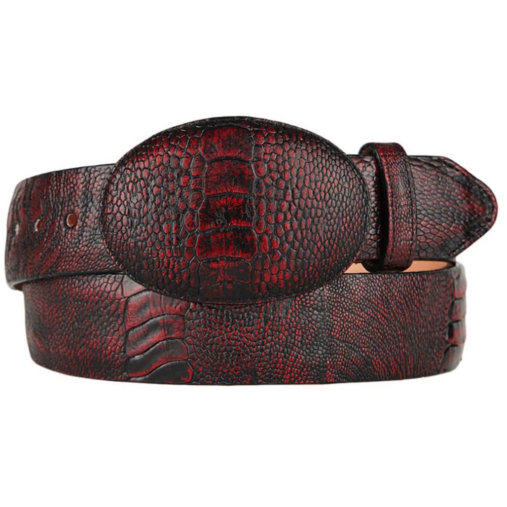 Genuine Ostrich Leg Skin Cowboy Belt Black Cherry Color - Los Altos Boots