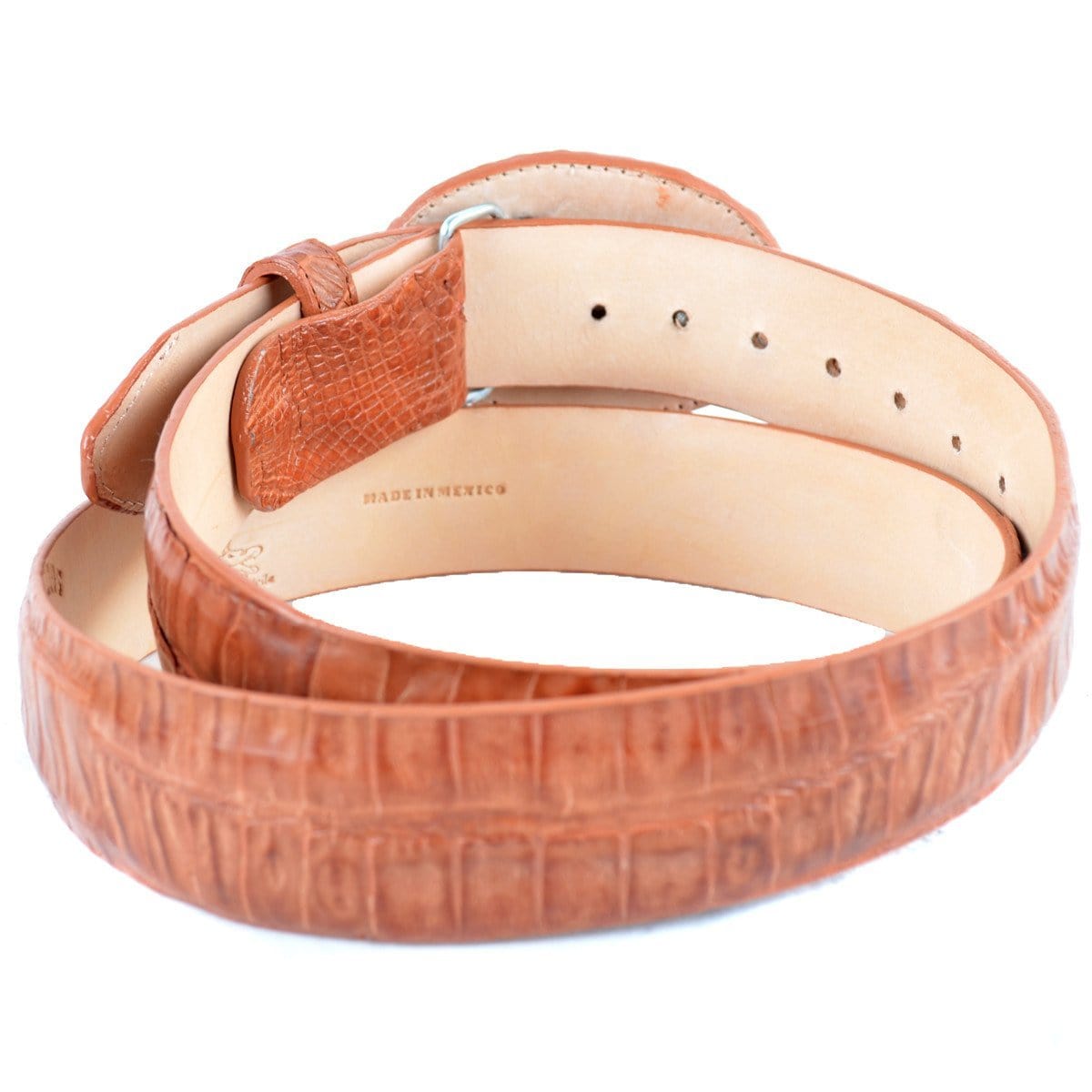 Genuine Caiman Belly Skin Cowboy Belt Cognac Color - Los Altos Boots