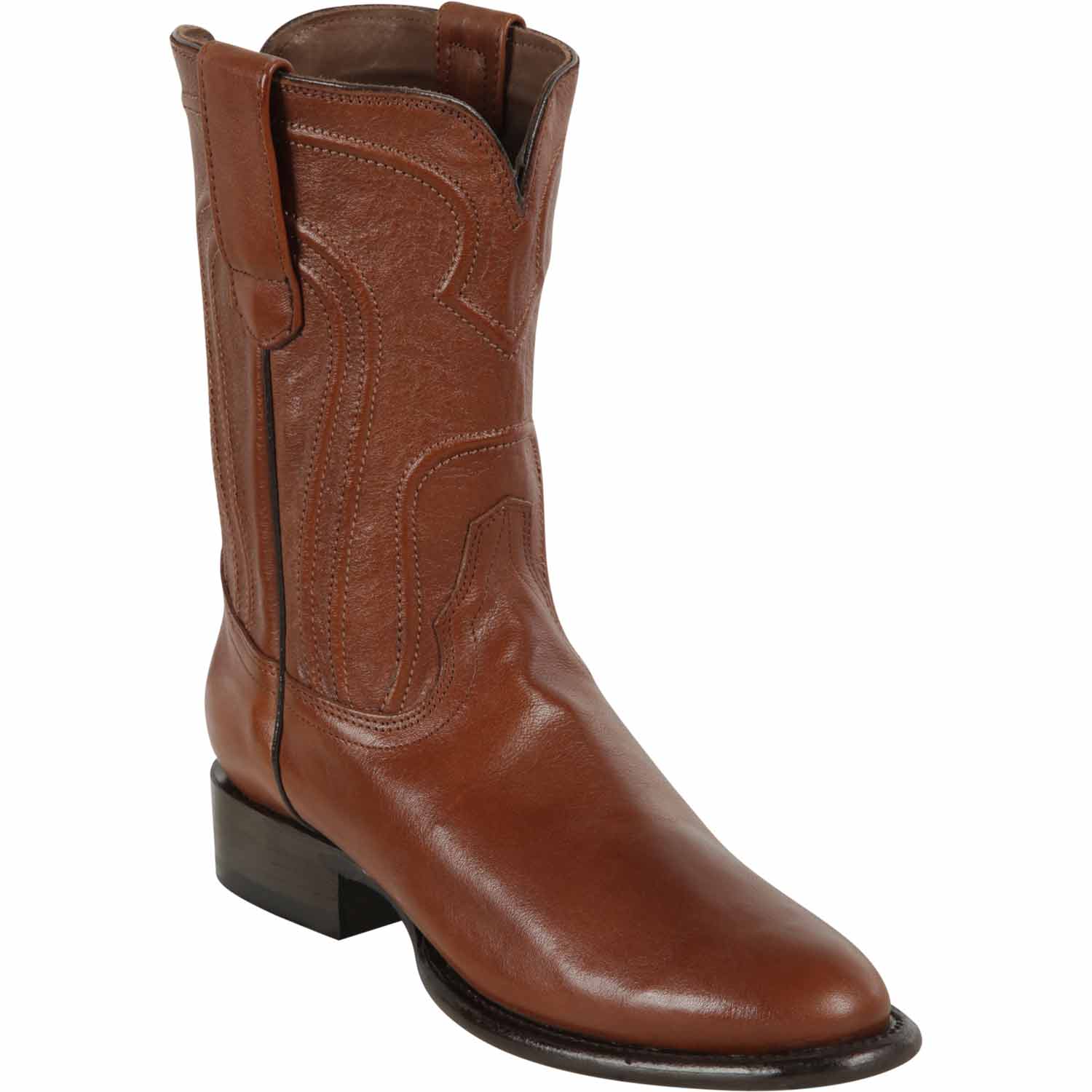 Western Genuine Belmont Leather Roper Toe Boots Brown Color - Los Altos Boots - Side View 
