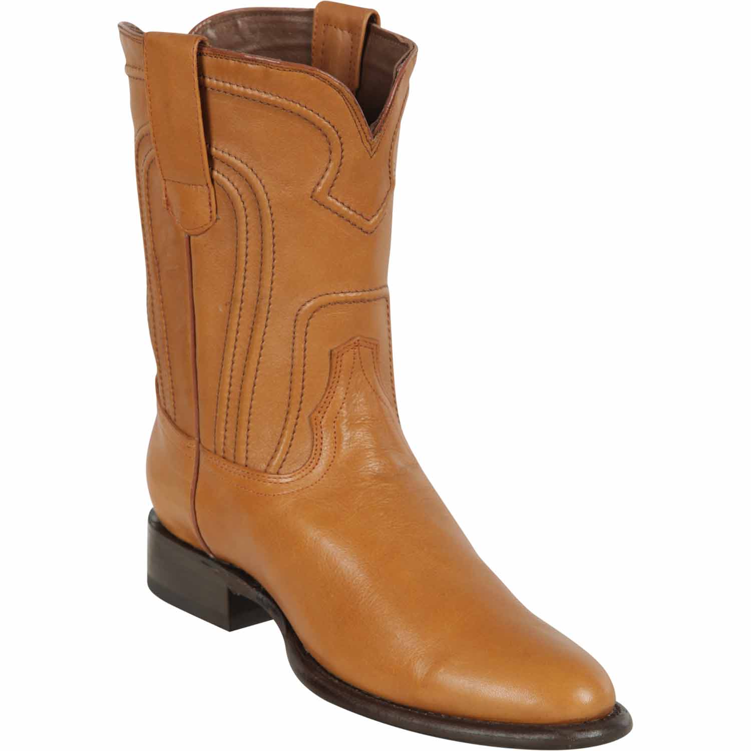 Western Genuine Belmont Leather Roper Toe Boots Honey Color - Los Altos Boots - Side View 