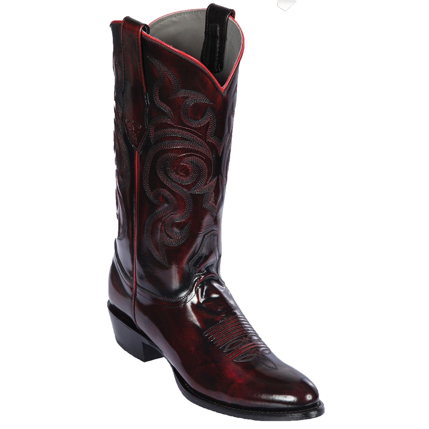 Western Genuine Chameleon Leather Round Toe Boots Black Cherry Color - Los Altos Boots - Side View