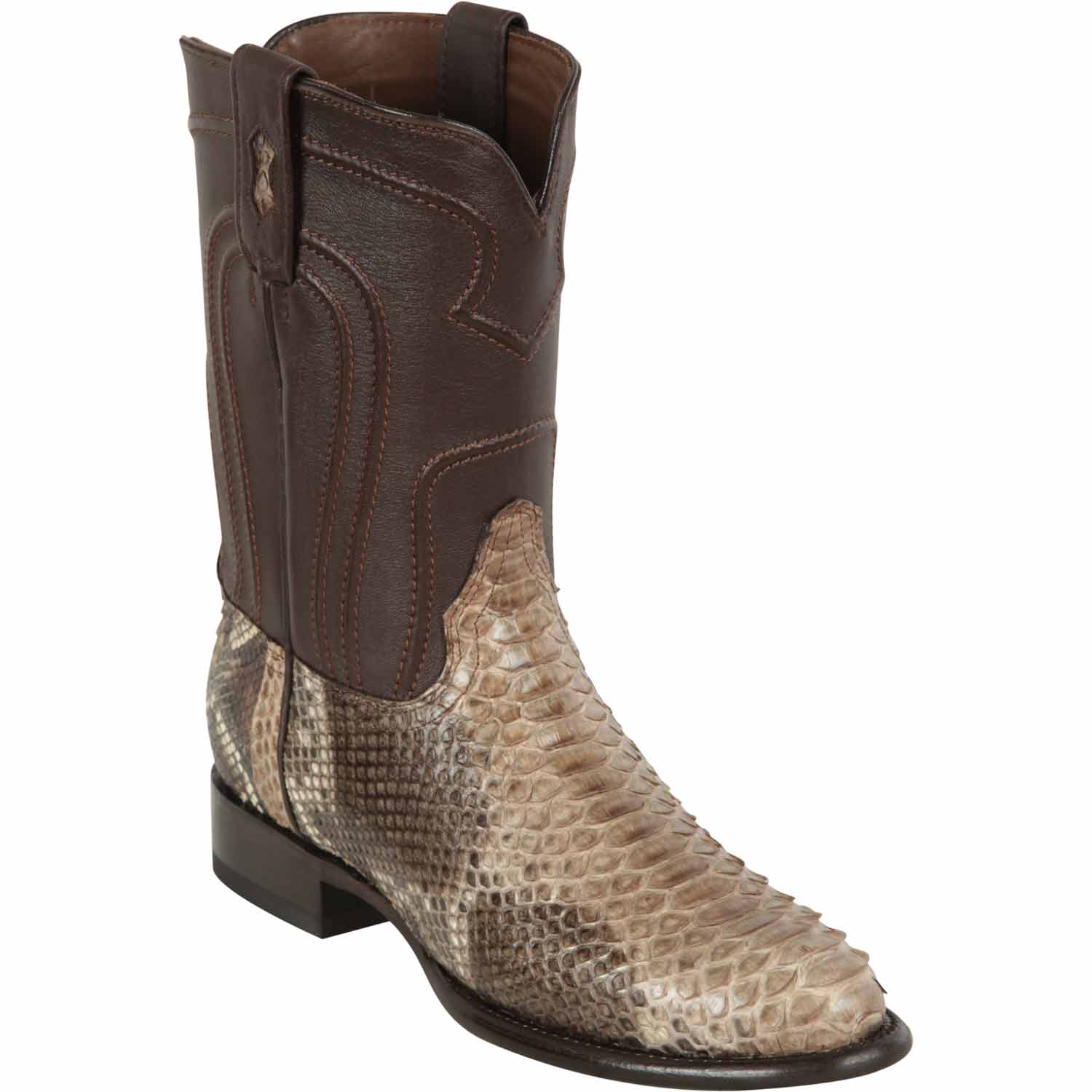 Western Genuine Python Skin Roper Toe boots Rustic Brown Color - Los Altos boots - SIde view 