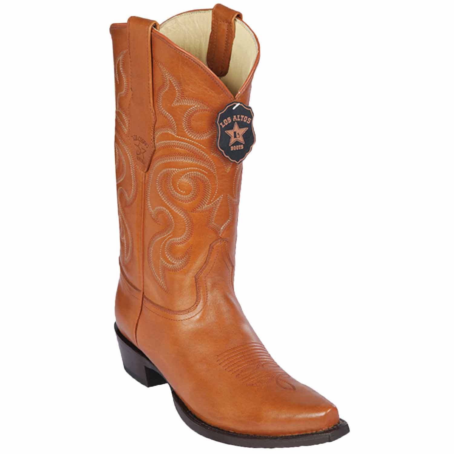 Western Genuine Pull Up Leather Snp Toe Boots Honey Color - Los Altos Boots - Side View 