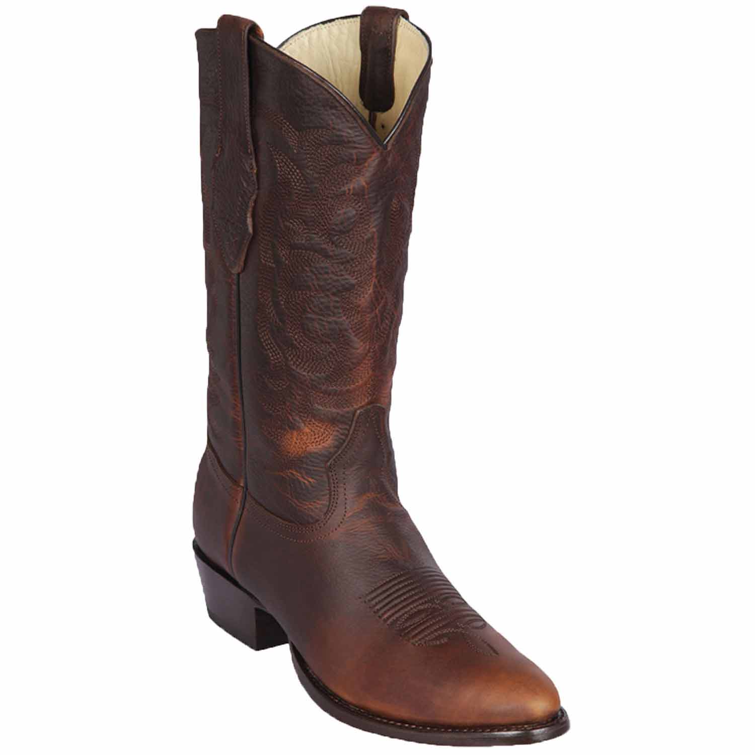 Western Genuine Rage Leather Round Toe Boots Walnut Color - Los Altos Boots - Side View