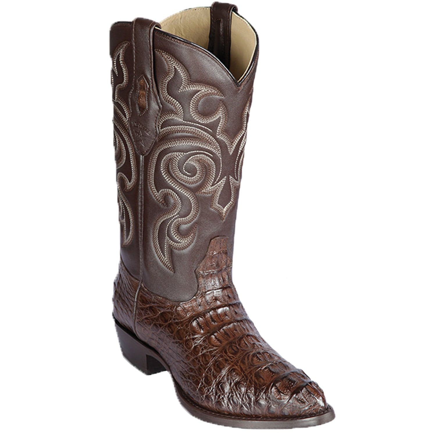 Western Genuine Caiman Hornback Skin J Toe Boots Brown Color - Los Altos Boots - SIde View 