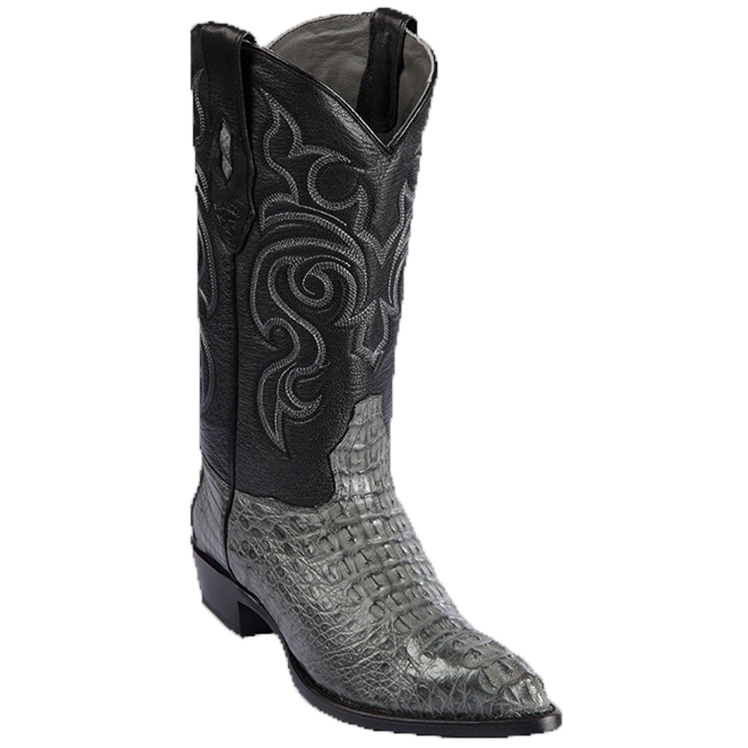 Western Genuine Caiman Hornback Skin J Toe Boots Gray Color - Los Altos Boots - SIde View 