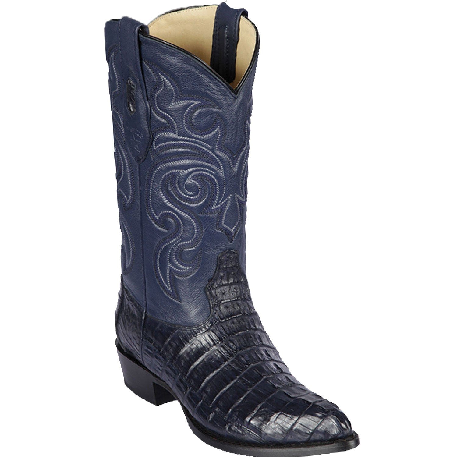Western Genuine Caiman Tal Skin J Toe Boots Navy Blue Color - Los Altos Boots - SIde View 