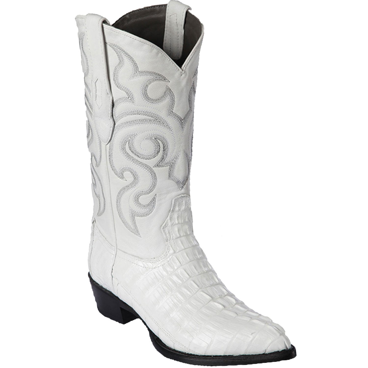 Western Genuine Caiman Tal Skin J Toe Boots White Color - Los Altos Boots - SIde View 