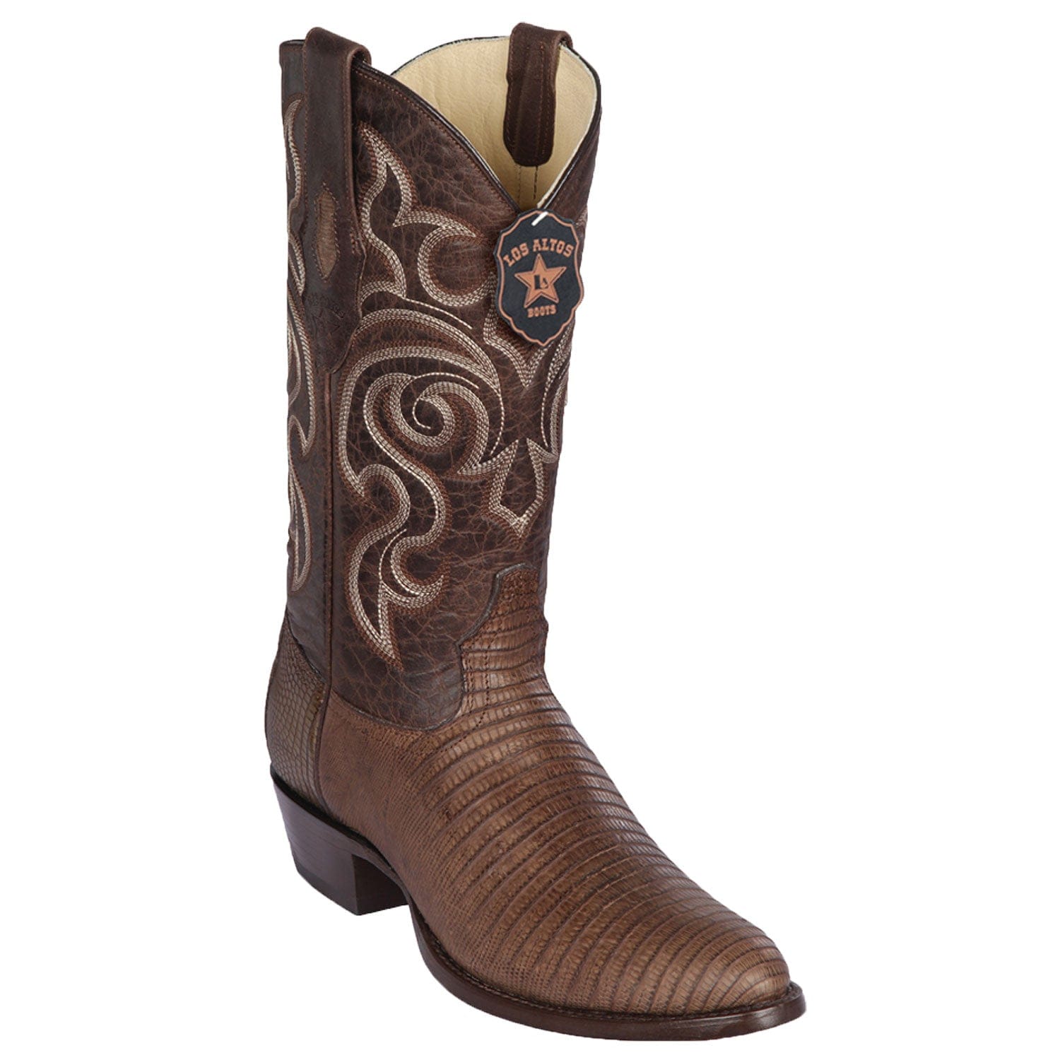 Western Genuine Teju Lizard Round Toe  Boots Brown Color - Los Altos Boots - Side View