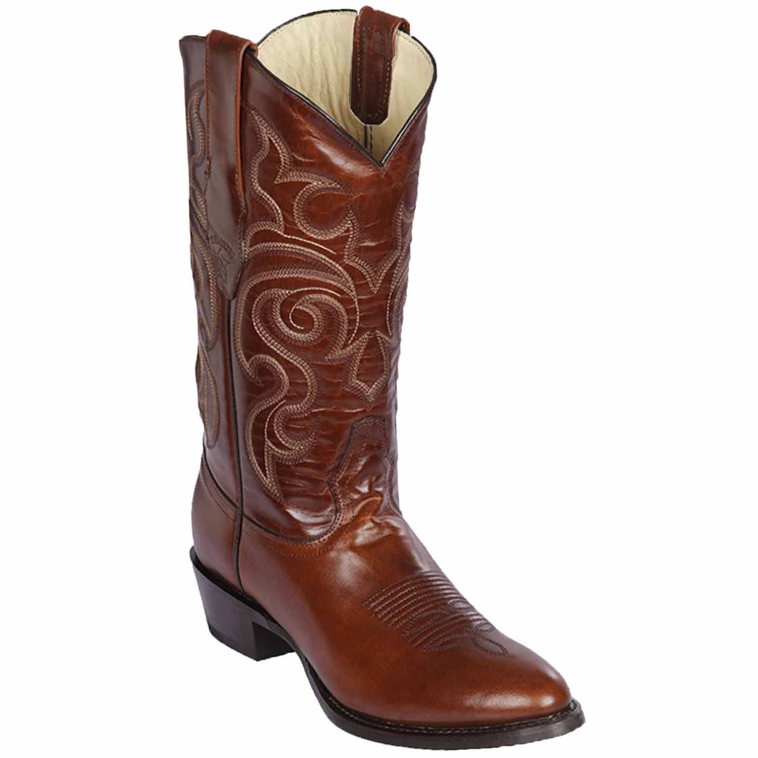 Western Genuine Pull Up Leather Round Toe Boots Brown Color - Los Altos Boots - SIde View 