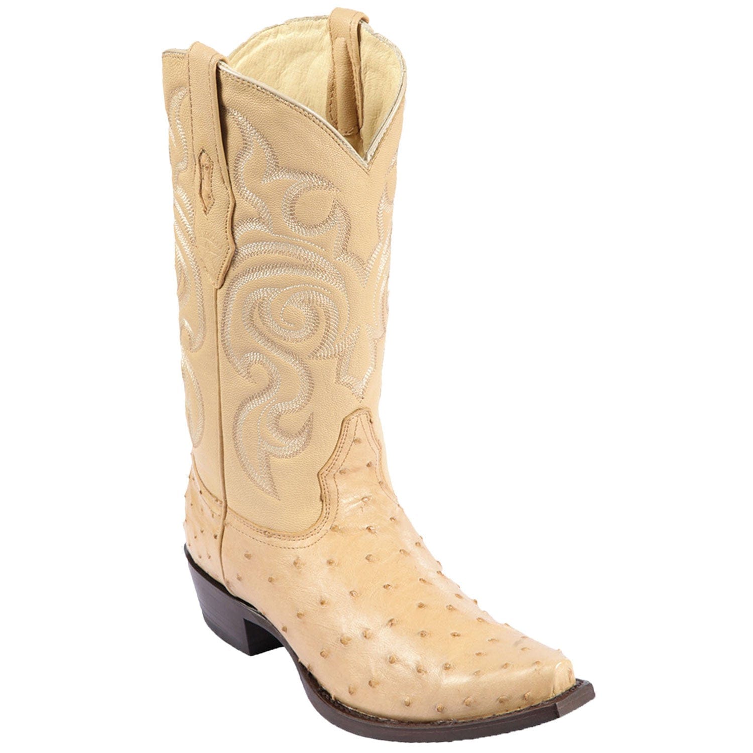 Western Genuine Ostrich Snip Toe Boots Oryx Color - Los Altos Boots - Side View 