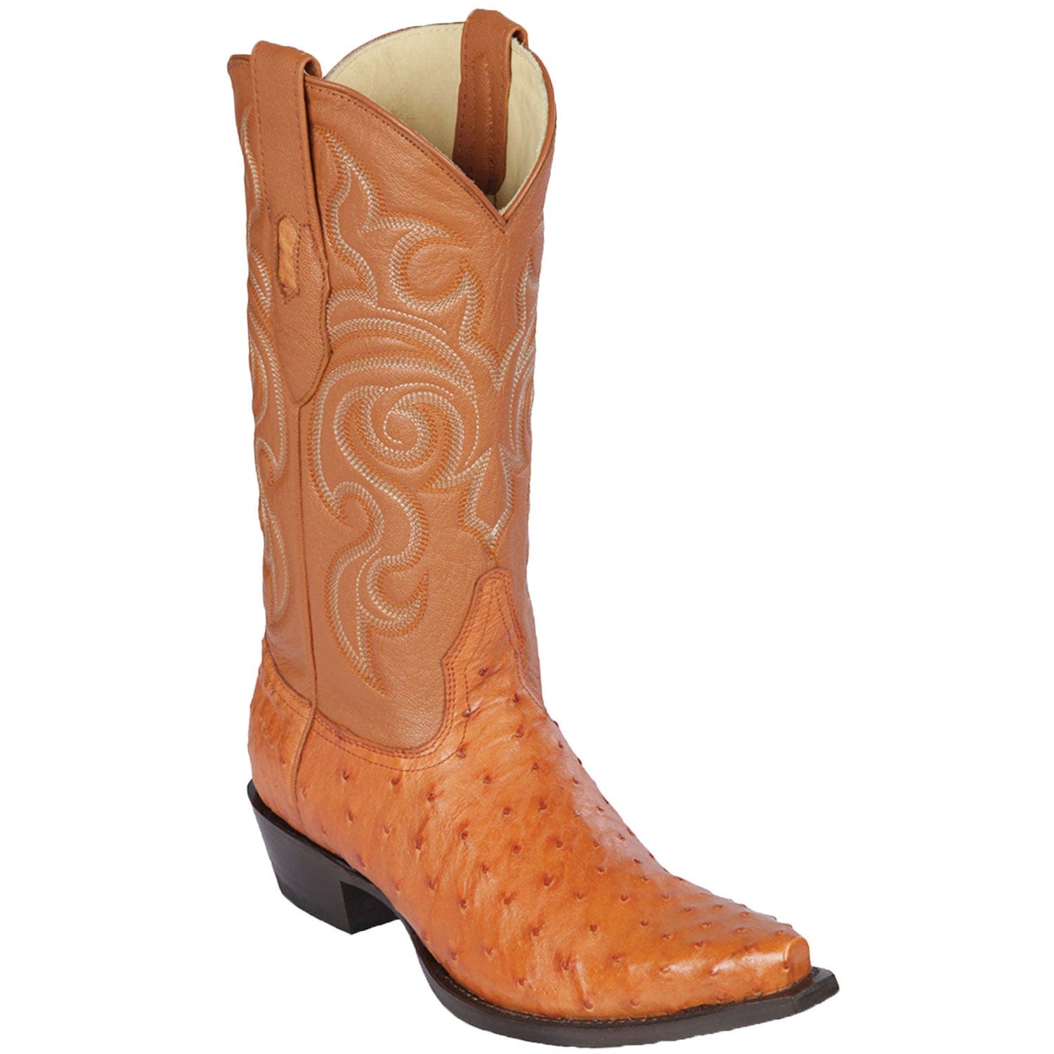 Western Genuine Ostrich Snip Toe Boots Honey Color - Los Altos Boots - Side View 