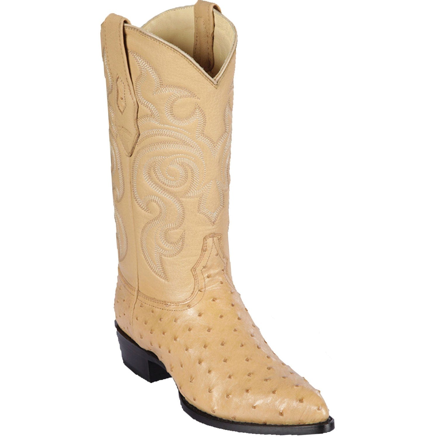 Western Genuine Ostrich Skin J Toe Boots Oryx Color - Los Altos Boots - Side View