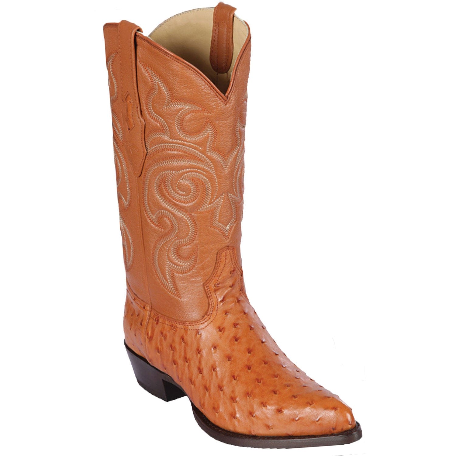 Western Genuine Ostrich Skin J Toe Boots Honey Color - Los Altos Boots - Side View