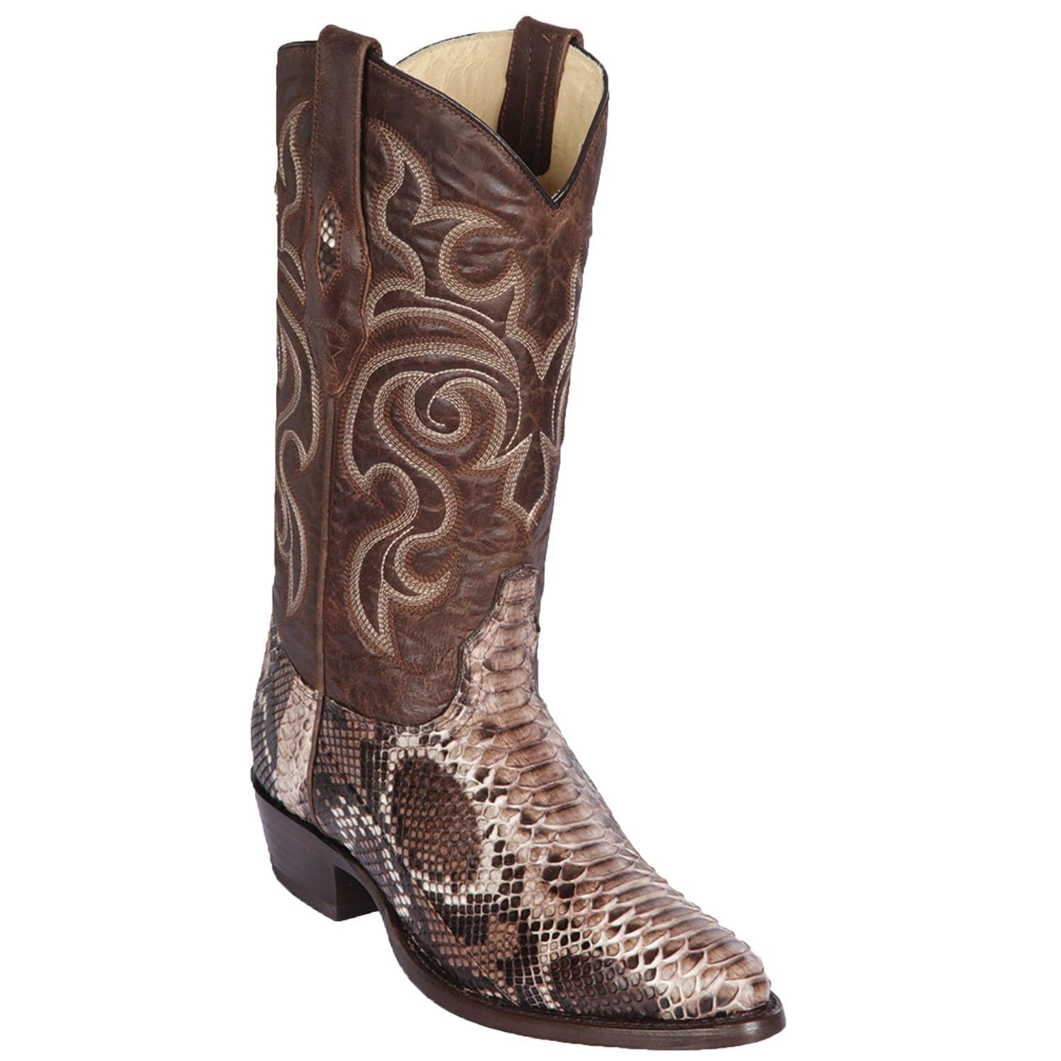 Western Genuine Python Round Toe Boots Rustic Brown Color - Los Altos Boots - Side View