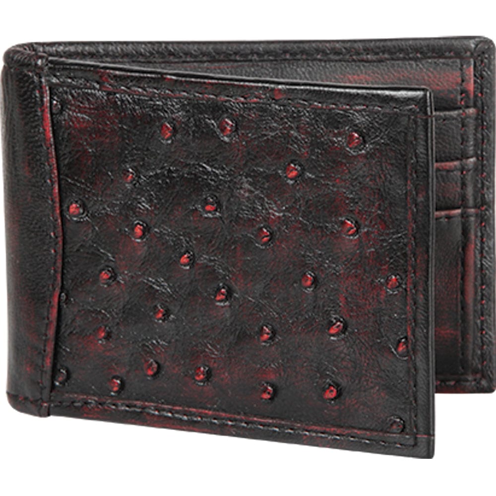 Genuine Ostrich Skin Wallet in Black Cherry Color - Los Altos Boots