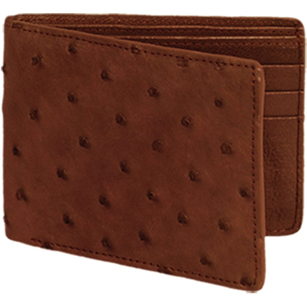 Genuine Ostrich Skin Wallet in Brown Color - Los Altos Boots
