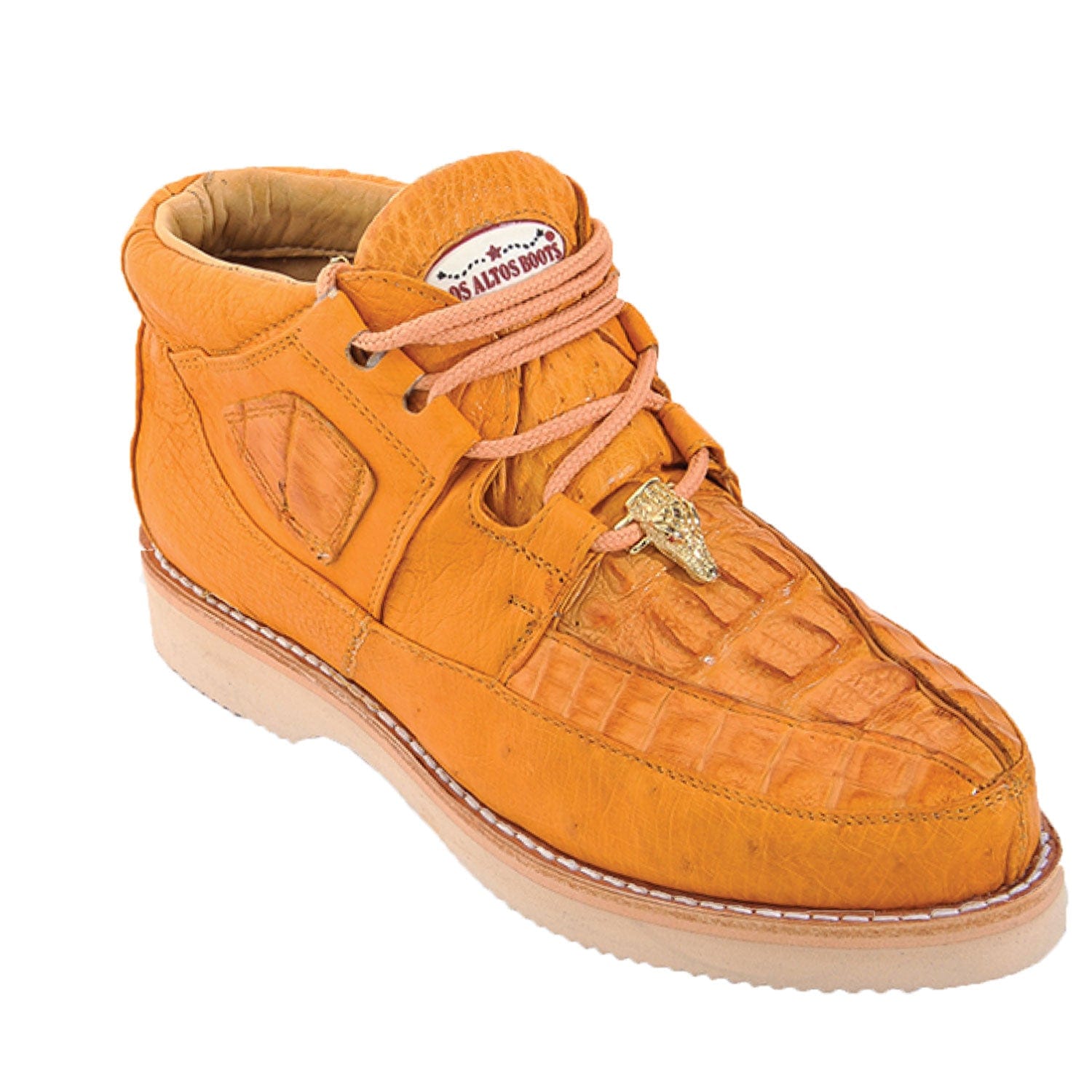 Men's Genuine Caiman and Smooth Ostrich Skin Casual Shoes Buttercup Color - Los Altos Boots